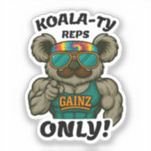 Koala-ty Reps Only – Funny Koala Gym Workout シール (正面)