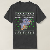 Koala Ugly Christmas Party Celebration Candy Greet Tシャツ (デザイン正面)