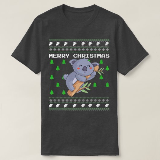 Koala Ugly Christmas Party Celebration Candy Greet Tシャツ (デザイン正面)