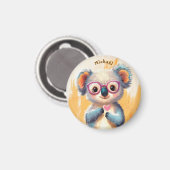 Koala Valentine's Day Heart Badge Kids School  マグネット (正面/裏面)