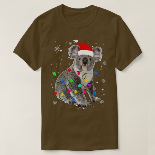 Koala With Christmas Lights Christmas Animals Koal Tシャツ (デザイン正面)