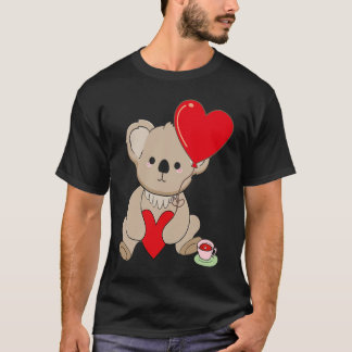 Koala With Heart Balloon Valentines Day Love Boys Tシャツ