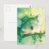 Koala with Leaf Crown in Sunlit Forest ポストカード (正面/裏面)