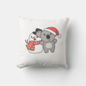 Koala With Snowman In Winter For Christmas Throw P クッション (正面)