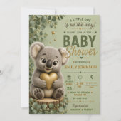 Koala Woodland Baby Shower Eucalyptus 招待状 (正面)