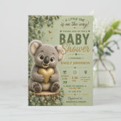 Koala Woodland Baby Shower Eucalyptus 招待状 (スタンド正面)