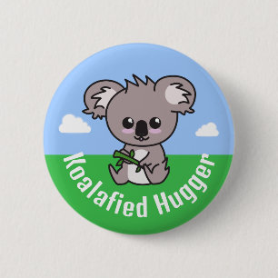 "Koalafied Hugger"かわいい可愛い可愛いベビーコアラ 缶バッジ
