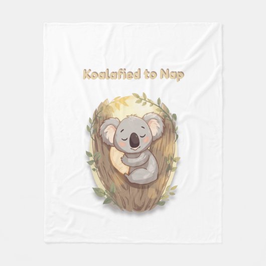*"Koalafied to Nap – Cute Sleepy Koala T-"** フリースブランケット (正面)