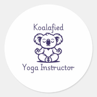 Koalafied Yoga Teacher, Cute Meditating Koala Bear ラウンドシール
