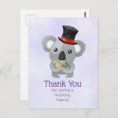 Koalaty Friend Pun Cute Koala in Top Hat ポストカード (正面/裏面)