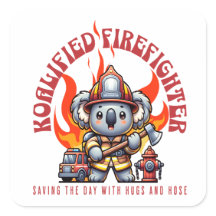 Koalified Fire Fighter / Fireman with Fire & Flame