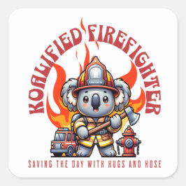 Koalified Fire Fighter / Fireman with Fire & Flame スクエアシール