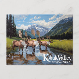 Kobuk Valley Caribou Herd Alaska Art ポストカード