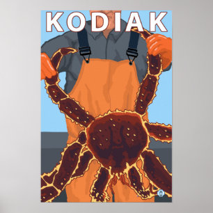 Kodiak、AlaskaAlaskanのタラバガニ ポスター
