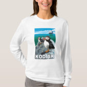 Kodiak、AlaskaPuffinsおよびアラスカの遊航船 Tシャツ (正面)