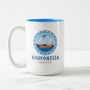 Kofonisia，ギリシャの船デザイン ツートーンマグカップ
