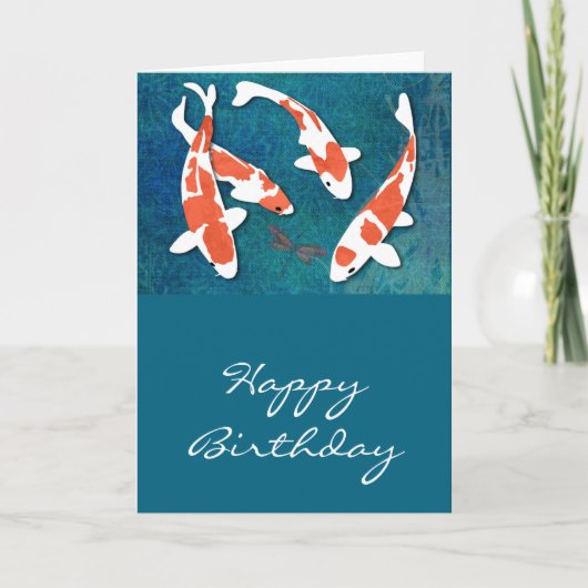 Kohakuのオレンジ及び白いコイの四つ組 カード (正面)