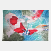 Kohakuのコイ2の日本のな水彩画の魚の芸術 キッチンタオル (横)