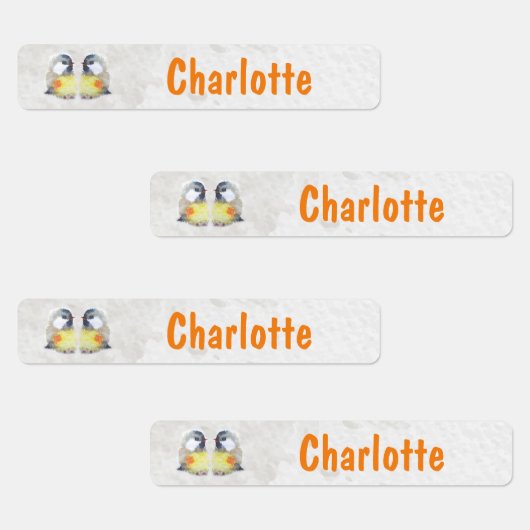 Kohlmeise Aquarell - 96 schmale Kinder Etiketten ラベル (グループ)