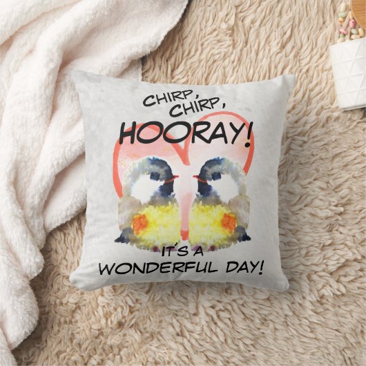 Kohlmeisen mit Herz Aquarell | Kissen クッション (ブランケット)