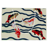Koi and Flowing Waves Art Nouveau Design ラージペーパーバッグ (裏面)