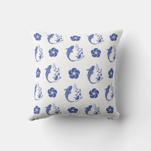 Koi Blossom Crest: Serene Blue Edition クッション (裏面)