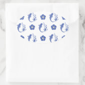 Koi Blossom Crest: Serene Blue Edition 楕円形シール (バッグ)