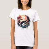 Koi Fish and Cherry Blossom Yin Yang Tシャツ (正面)