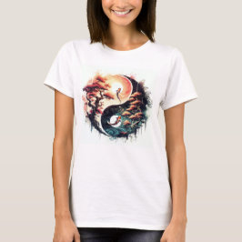Koi Fish and Cherry Blossom Yin Yang Tシャツ