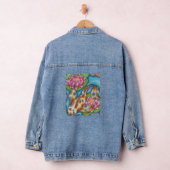 Koi Fish and Lotus Print Blue Denim Jacket デニムジャケット (ハンガー)