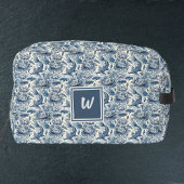 Koi Fish and Water Lily Blue Chinoiserie Monogram ドップキット