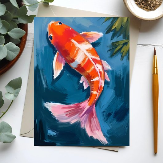 Koi Fish Beautiful Watercolor Card