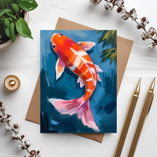 Koi Fish Beautiful Watercolor Card