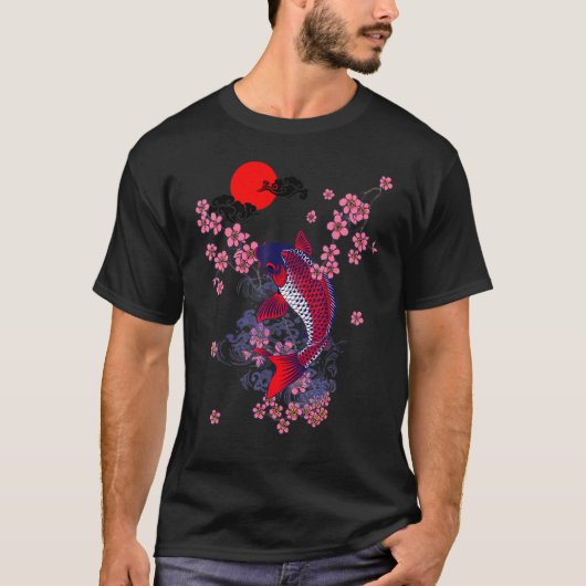 Koi Fish Coi Carp Nishikigoi Fish Japanese Cherry Tシャツ (正面)