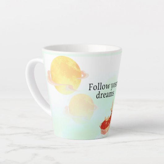 Koi Fish Dream Quote Art Print – "Follow Your Drea カフェラテマグ (左アングル)