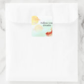 Koi Fish Dream Quote Art Print – "Follow Your Drea スクエアシール (バッグ)