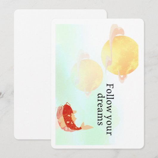 Koi Fish Dream Quote Art Print – "Follow Your Drea 招待状 (正面/裏面)