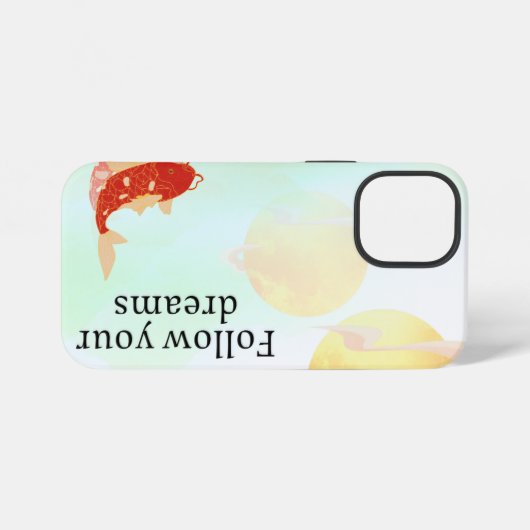 Koi Fish Dream Quote Art Print – "Follow Your Drea iPhoneケース (裏面横)