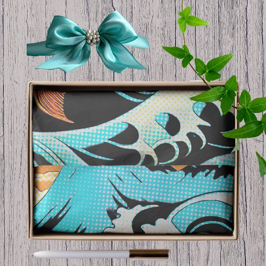 Koi Fish in a Great Wave Comic Book Style 薄葉紙