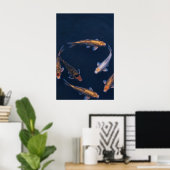 Koi Fish in Deep Blue Water Zen Poster ポスター (ホームオフィス)