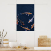 Koi Fish in Deep Blue Water Zen Poster ポスター (キッチン)