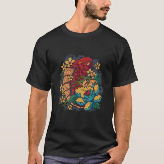 Koi Fish Japanese Street wear with Lotus Flowers Tシャツ