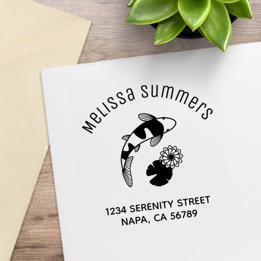 Koi Fish Lily Arch Address ラバースタンプ