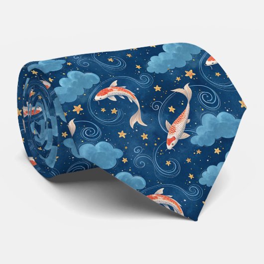 Koi Fish Pattern Custom Necktie ネクタイ (ロール)