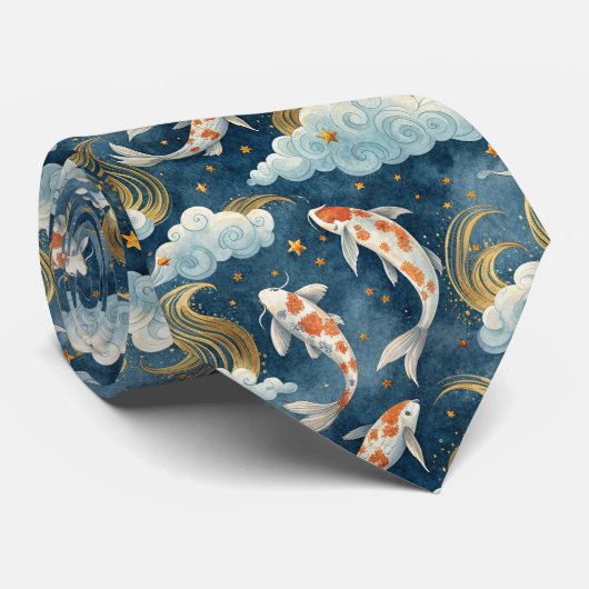 Koi Fish Pattern Custom Necktie ネクタイ (ロール)