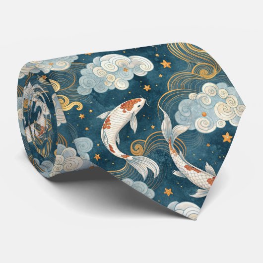 Koi Fish Pattern Custom Necktie ネクタイ (ロール)