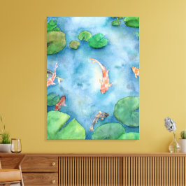 Koi Fish Pond watercolor キャンバスプリント