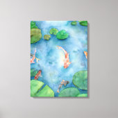 Koi Fish Pond watercolor キャンバスプリント (正面)