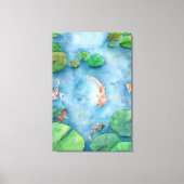 Koi Fish Pond watercolor キャンバスプリント (正面)