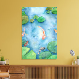 Koi Fish Pond watercolor キャンバスプリント